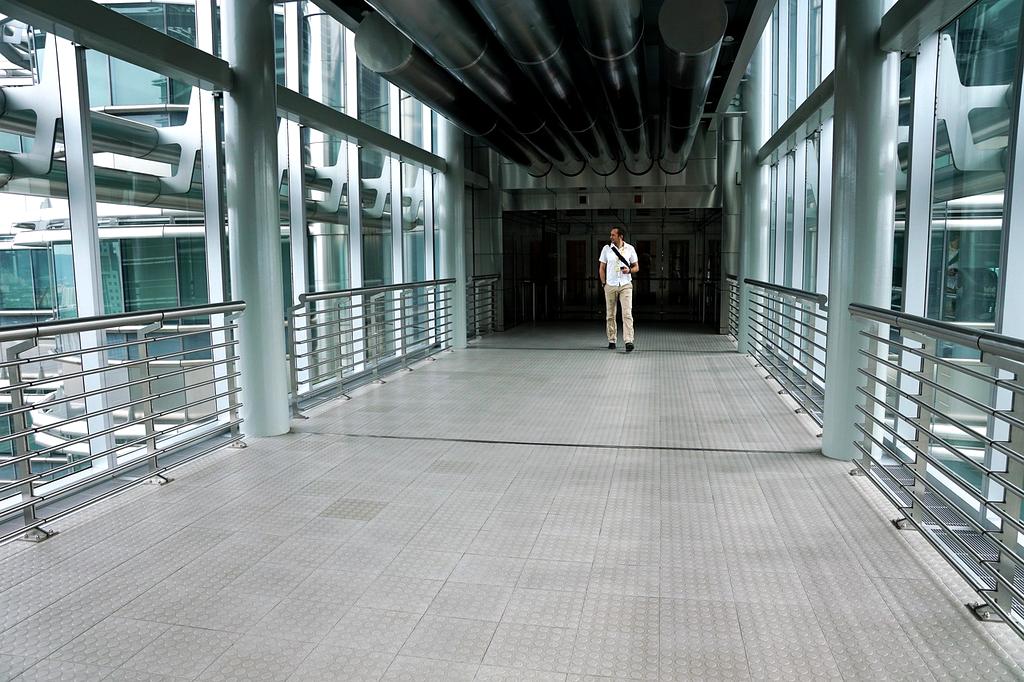 Modern office open plan space with ceiling cassette air conditioning units